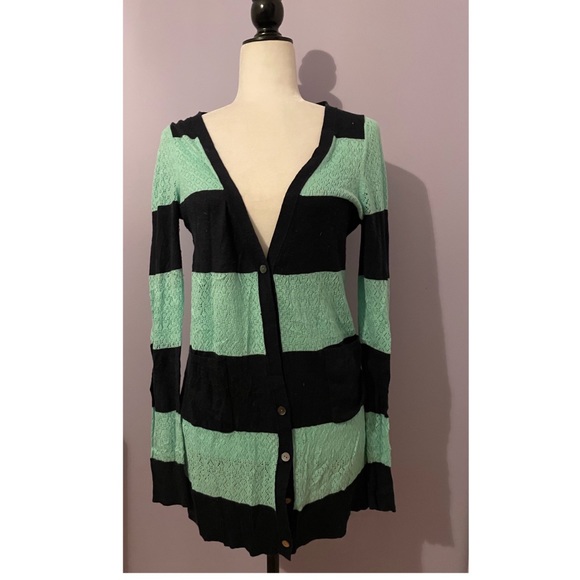 Anthropologie yellow bird boyfriend striped cardigan - Picture 2 of 5